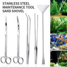 Load image into Gallery viewer, Aquarium Tank Aquascaping Tools Aquarium Scissor Tweezers Tool Stainless Steel Aquatic Plants Set for Aquarium Maintenance
